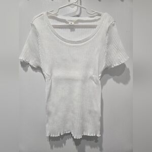 Aeropostale Women's White Ribbed Top